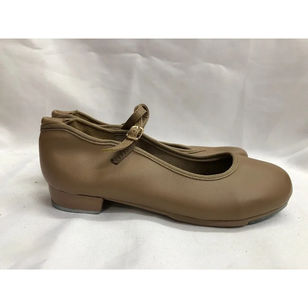 Pre-Owned Dance Tap Shoes DanzNMotion 752 Child 2.5M Tan Mary Jane Buckle